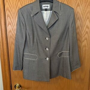 Kasper Women's Blazer and Skirt in Gray with White Accents